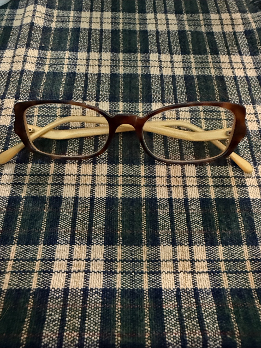 Vintage 123 Eyewear brand made in France  Tortoise and Cream Rectangle Frames